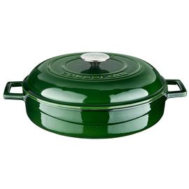 Кастрюля чугунная эмалированная зеленая с крышкой, 28 см, LAVA, фото 