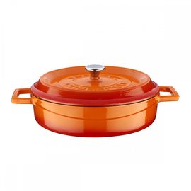 Кастрюля чугунная эмалированная оранжевая, 24 см, LAVA, фото 