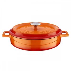 Кастрюля чугунная эмалированная оранжевая, 28 см, LAVA, фото 