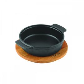 Сковорода чугунная с 2-мя ручками на деревянной подставке, 14 см, LAVA, фото 