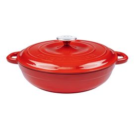 Кастрюля чугунная эмалированная красная с крышкой, 28 см, LAVA, фото 