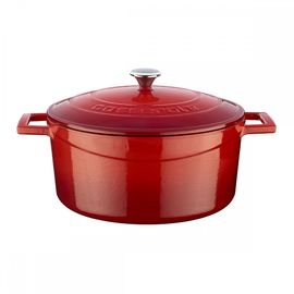 Кастрюля чугунная эмалированная красная, 24 см, LAVA, фото 