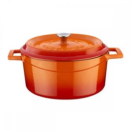 Кастрюля чугунная эмалированная оранжевая, 24 см, LAVA, фото 