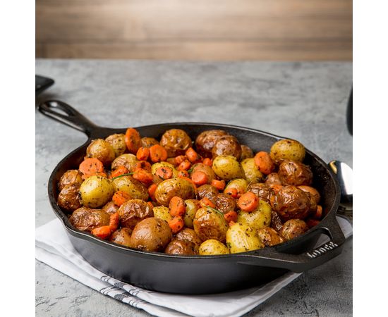 Сковорода круглая глубокая 26 см, черная, чугун, Lodge, фото , изображение 6