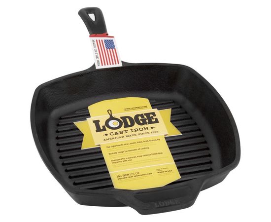 Сковорода-гриль квадратная 27х27, черная, чугун, Lodge, фото , изображение 7