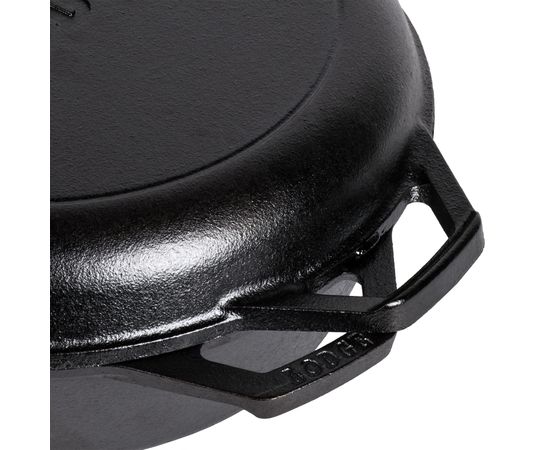 Сковорода глубокая, диаметр: 26 см, объем: 2,84 л + крышка-сковорода, материал: чугун, LCC3, LODGE, США, фото , изображение 2