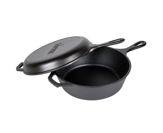 Сковорода глубокая, диаметр: 26 см, объем: 2,84 л + крышка-сковорода, материал: чугун, LCC3, LODGE, США, фото , изображение 5