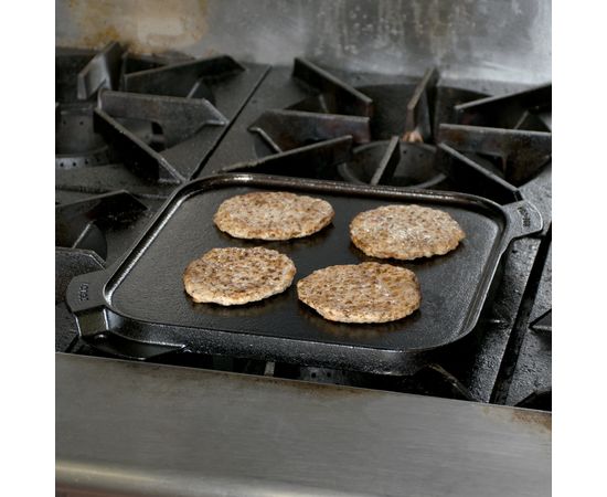 Поднос-гриль квадратный, 26.2x32.5 см, чугун, черный, Lodge, фото , изображение 5