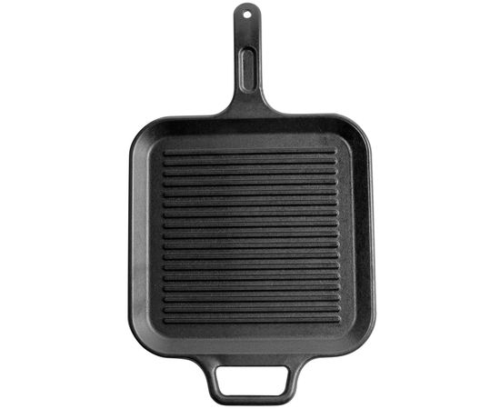 Сковорода-гриль квадратная 30х30 см, черная, чугун, Lodge, фото , изображение 2