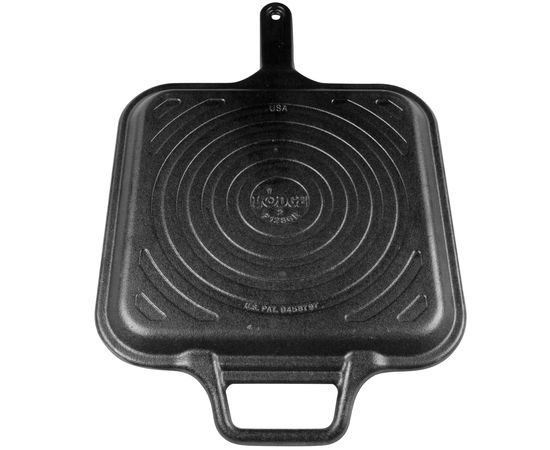 Сковорода-гриль квадратная 30х30 см, черная, чугун, Lodge, фото , изображение 4