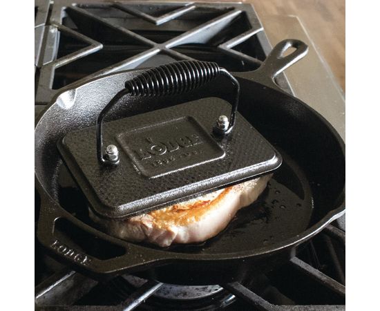 Пресс для гриля прямоугольный 17х13 см, черный, чугун, Lodge, фото , изображение 5