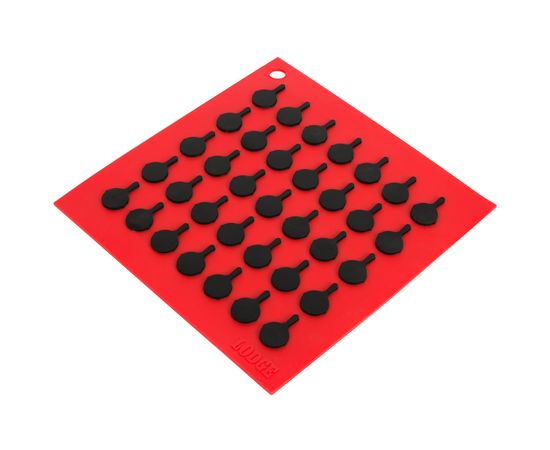 Коврик квадратный, 17.8х17.8 см, красный с черным рисунком, силикон, Lodge, Цвет: Красный, фото , изображение 2