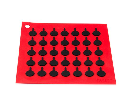 Коврик квадратный, 17.8х17.8 см, красный с черным рисунком, силикон, Lodge, Цвет: Красный, фото , изображение 3