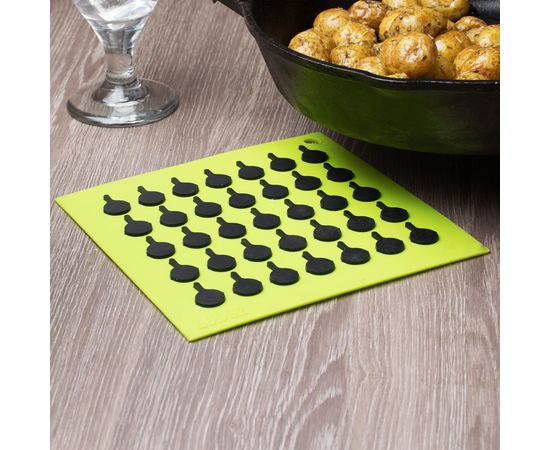 Коврик квадратный, 17.8х17.8 см, зеленый с черным рисунком, силикон, Lodge, Цвет: Зеленый, фото , изображение 6