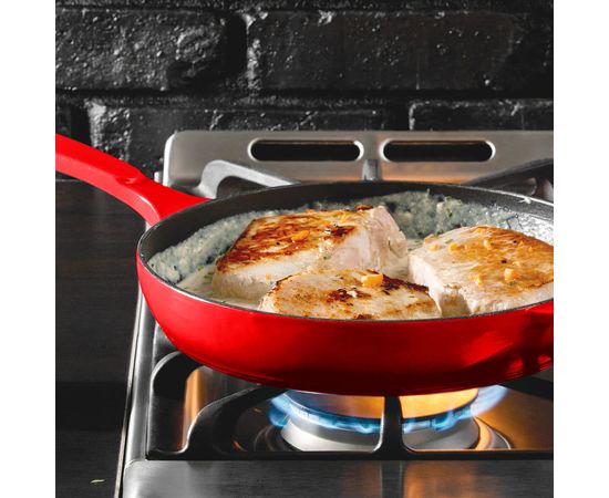 Сковорода круглая 28 см, красная, Lodge, фото , изображение 7