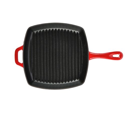 Сковорода - гриль с двумя ручками, размер: 26 х 26 см, материал: чугун, цвет: красный, ECSGP43, LODGE, США, фото , изображение 3