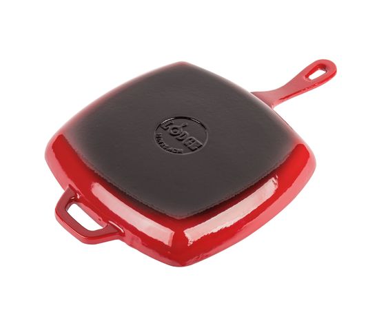 Сковорода - гриль с двумя ручками, размер: 26 х 26 см, материал: чугун, цвет: красный, ECSGP43, LODGE, США, фото , изображение 4