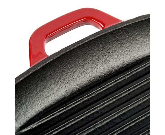 Сковорода - гриль с двумя ручками, размер: 26 х 26 см, материал: чугун, цвет: красный, ECSGP43, LODGE, США, фото , изображение 6