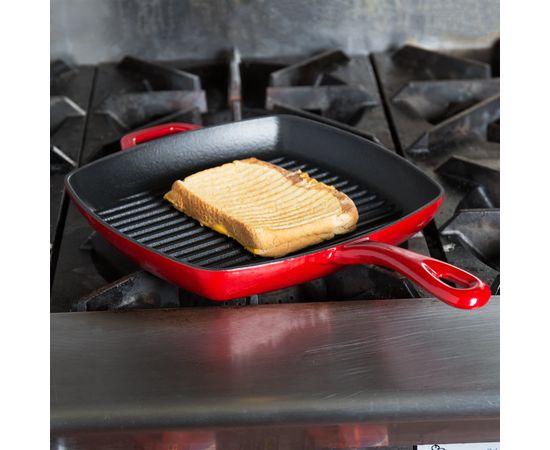 Сковорода - гриль с двумя ручками, размер: 26 х 26 см, материал: чугун, цвет: красный, ECSGP43, LODGE, США, фото , изображение 7