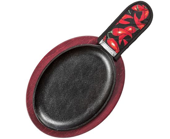 Набор из 3-х предметов: сковорода, диаметр: 25 см, подставка и перчатка, материал: чугун, дерево, LFSR3, LODGE, США, фото , изображение 2