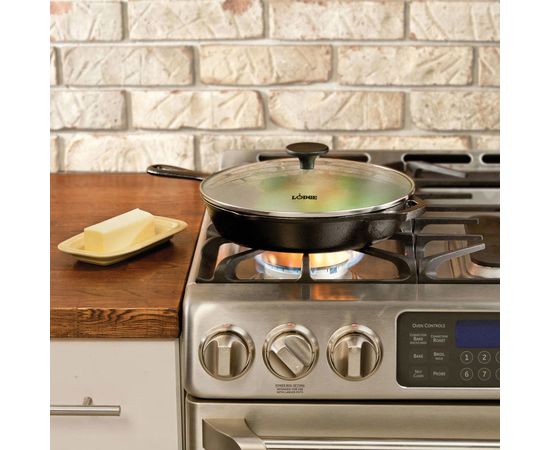 Крышка, 30х7 см, стекло/сталь, Lodge, фото , изображение 3