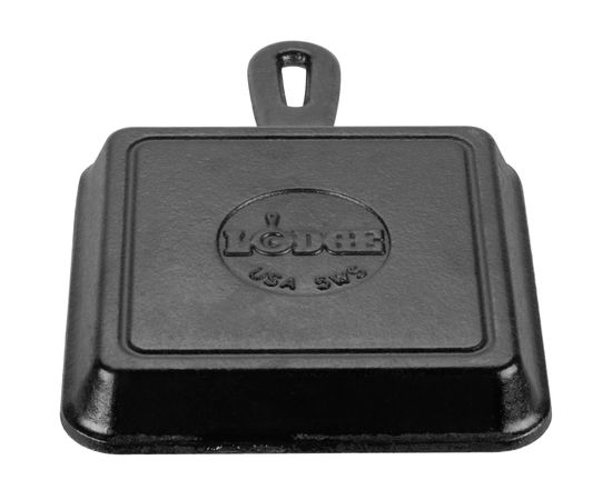 Сковорода для фахитос квадратная 14х14 см, черная, чугун, Lodge, фото , изображение 4