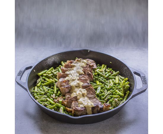 Сковорода круглая с двумя ручками 42.5 см, черная, чугун, Lodge, фото , изображение 4