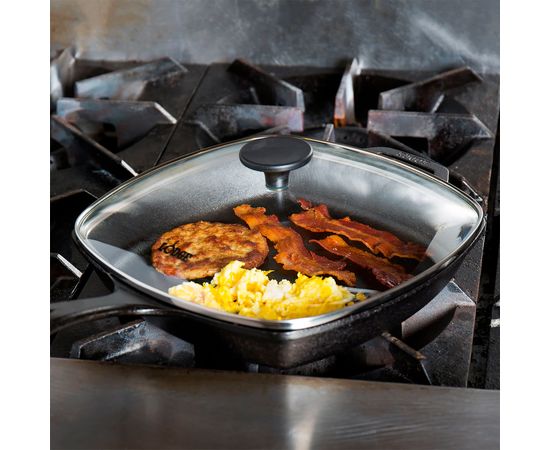 Крышка квадратная, размер: 26 х 26 см, материал: стекло, GLSQ10, LODGE, США, фото , изображение 7