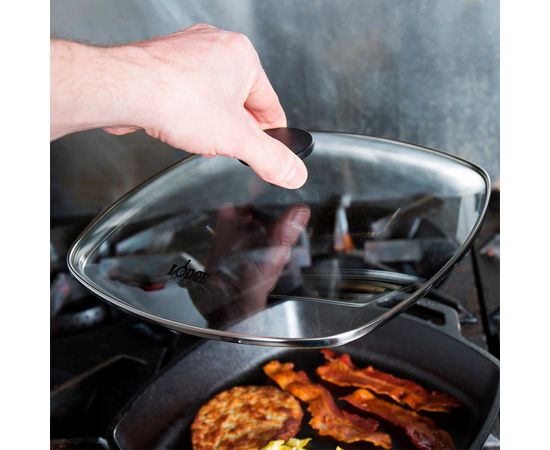 Крышка квадратная, размер: 26 х 26 см, материал: стекло, GLSQ10, LODGE, США, фото , изображение 8