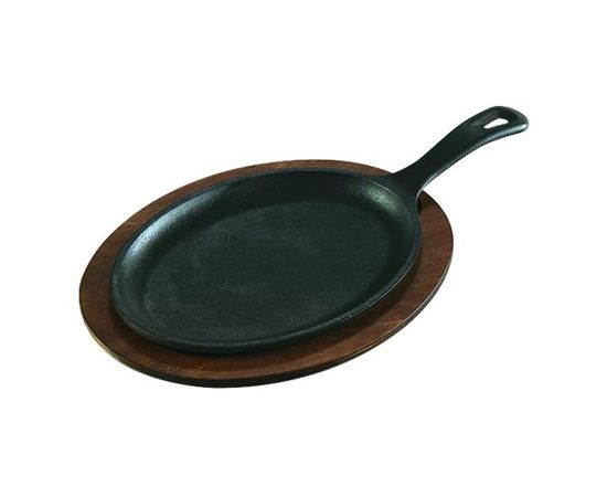 Сковорода для фахитос овальная 25х18 см, черная, чугун, Lodge, фото 