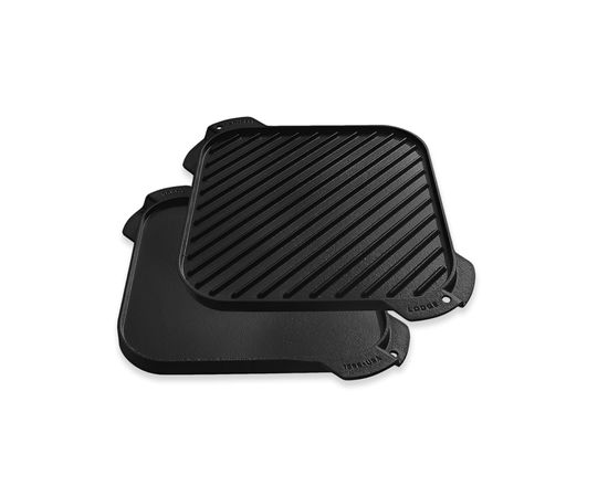 Поднос-гриль квадратный, 26.2x32.5 см, чугун, черный, Lodge, фото 