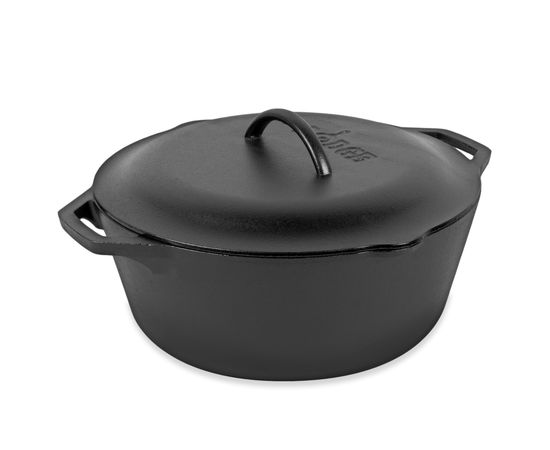 Кастрюля с крышкой 31 см, 6.6 л, черная, чугун, Lodge, фото 