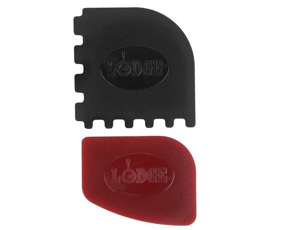 Набор из 2-ух скребков для сковороды, размер: 20,6 х 11,8 см, материал: пластик, цвет: черный, красный, SCRAPERCOMBO, LODGE, США, фото 