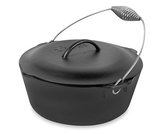 Казан с проволочной рукояткой, 30 см, 6 л, черный, чугун, Lodge, фото 