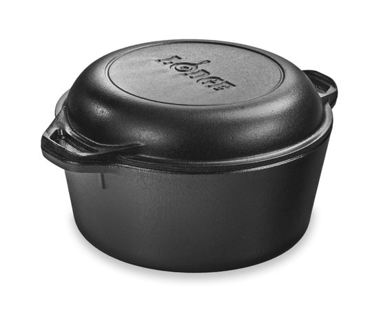 Кастрюля круглая с крышкой, 26 см , 4.8 л, черная, чугун, Lodge, фото 