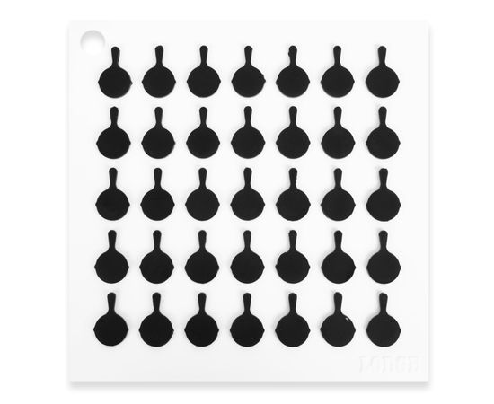 Коврик квадратный, 17.8х17.8 см, белый с черным рисунком, силикон, Lodge, Цвет: Белый, фото 