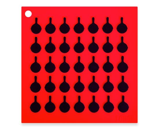 Коврик квадратный, 17.8х17.8 см, красный с черным рисунком, силикон, Lodge, Цвет: Красный, фото 