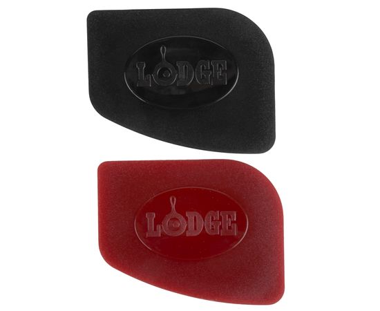 Набор из 2-ух скребков для сковороды, размер: 7,5 х 5,8 см, материал: пластик, цвет: черный, красный, SCRAPERPK, LODGE, США, фото 