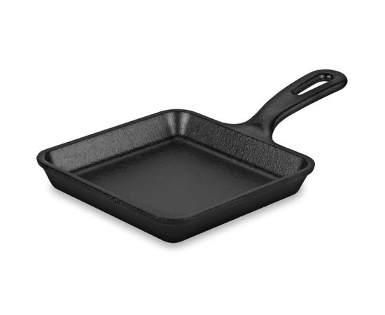 Сковорода для фахитос квадратная 14х14 см, черная, чугун, Lodge, фото 