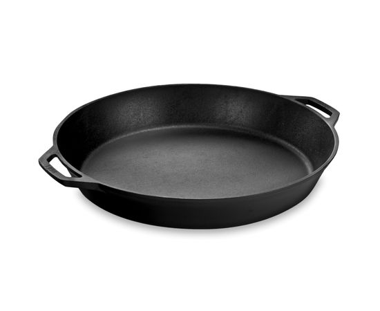 Сковорода круглая с двумя ручками 42.5 см, черная, чугун, Lodge, фото 