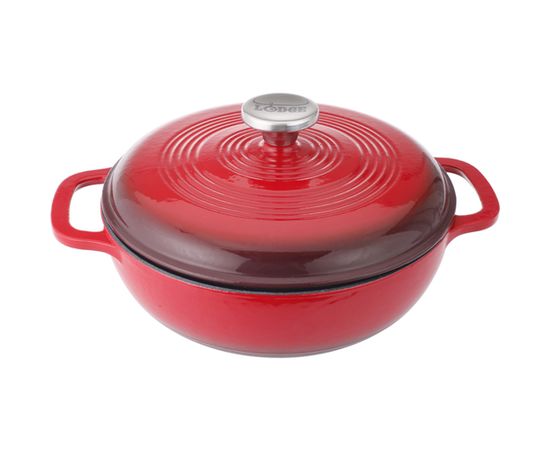 Кастрюля круглая эмалированная 25 см, 2.8 л, красная, Lodge, фото 