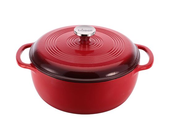 Кастрюля круглая эмалированная 26 см, 4.3 л, красная, Lodge, фото 