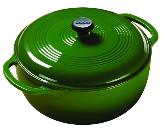 Кастрюля круглая эмалированная 28 см, 5.7 л, зеленая, Lodge, фото 