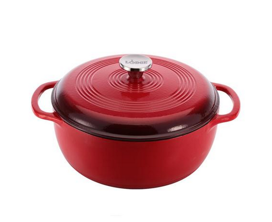 Кастрюля круглая эмалированная 30 см, 7 л, красная, Lodge, фото 