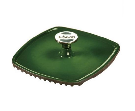 Пресс для жарки, 21x21 см, зеленый, чугун, Lodge, фото 