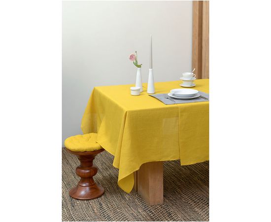 Скатерть из стираного льна горчичного цвета из коллекции Essential, 150х250 см, Tkano, фото , изображение 5