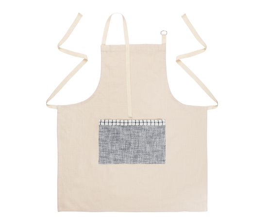 Фартук из плотного хлопка с контрастным карманом синего цвета из коллекции Essential, 70х80 см, Tkano, фото 