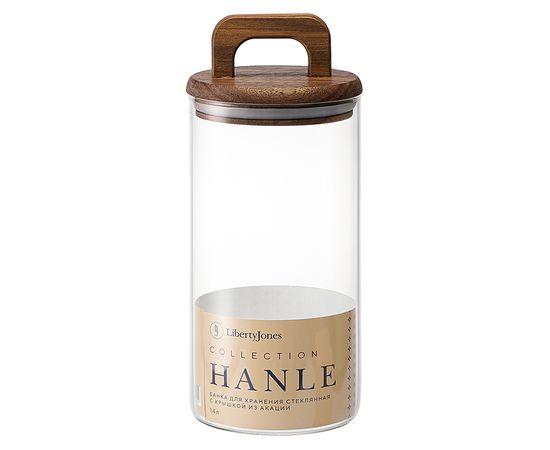 Банка для хранения стеклянная с крышкой из акации Hanle, 1,4 л, Liberty Jones, фото , изображение 3