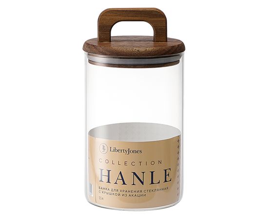 Банка для хранения стеклянная с крышкой из акации Hanle, 1,1 л, Liberty Jones, фото , изображение 3