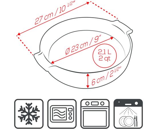 Форма для запекания круглая BLUE 2,1 л, D27 см, H6 см, синий, Peugeot, фото , изображение 2